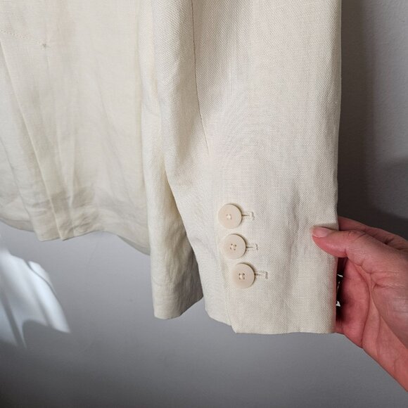 Massimo Dutti 100% Linen Blazer Sz 6 Off White Cream  Ecru Oversize - Picture 12 of 13